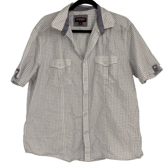 Johnston & Murphy Plaid Short Sleeve Button Up Shirt Size XL - Picture 1 of 6